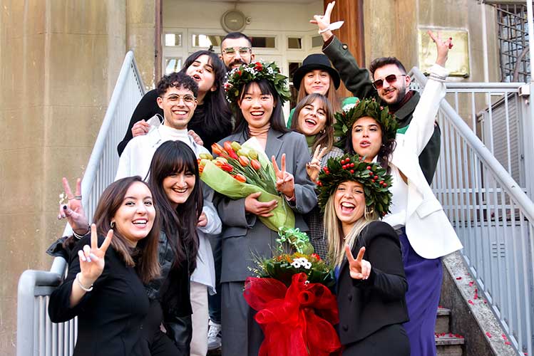 International students in Italy enjoying campus life